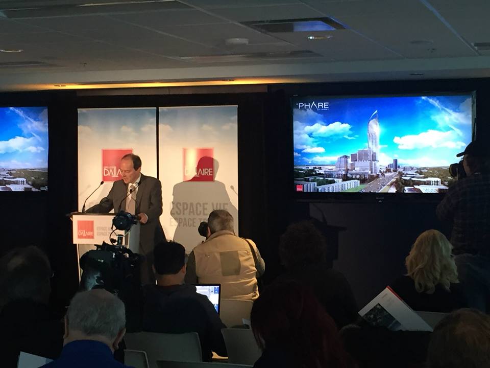 Michel Dallaire, président du conseil et chef de la direction de Groupe Dallaire, a dévoilé mercredi en conférence de presse le projet d’envergure qui naîtra à l’endroit actuel de l’îlot des Gouverneurs : Le Phare de Québec.